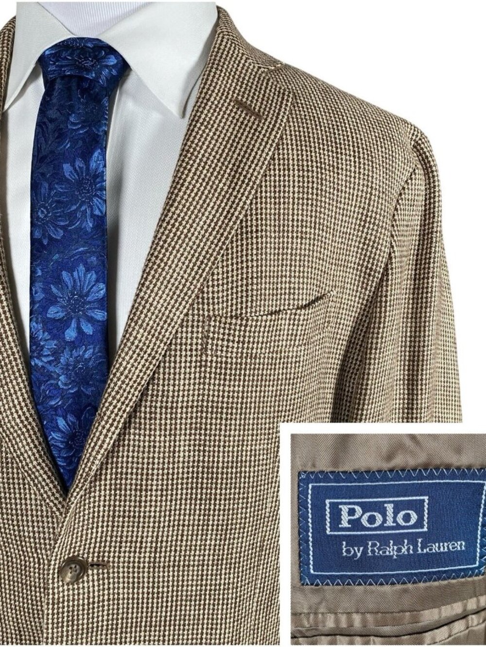 Polo Ralph Lauren Corneliani Sport Coat 44R Flax Linen Textured Weave Made Italy